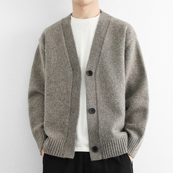 High-End Cardigan Sweater for Men, Wool Sweater for Spring and Autumn, American Retro Style Couple's Knitwear, Loose and Casual Style Jacket