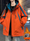 Thick velvet jacket for men in autumn and winter, contrasting color hooded jacket for teenagers, men's warm and cold-proof coat, cotton clothes