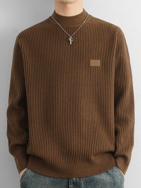 High-end semi-turtleneck sweater men's woolen sweater 2024 winter new warm thickened mid-collar sweater