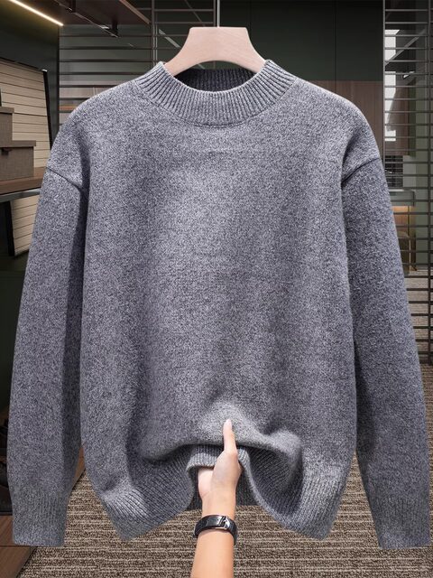 High-End Half-Turtleneck Sweater for Men, 2025 Autumn and Winter Long-Sleeve Base Knitwear, Warm and Thickened Mid-Neck Knitwear