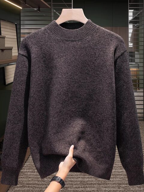 High-End Half-Turtleneck Sweater for Men, 2025 Autumn and Winter Long-Sleeve Base Knitwear, Warm and Thickened Mid-Neck Knitwear
