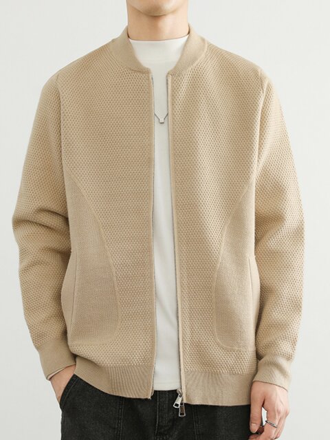 High-end men's knitted cardigan jacket high-end 2025 new popular spring and autumn thickened baseball uniform jacket