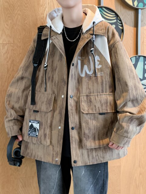 Removable hooded jacket for men spring and autumn new 2025 jacket high school students trendy brand handsome teenagers top clothes