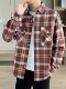 High-end spring and autumn men's shirts, jackets, workwear, washed cotton texture, student plaid tops, base shirts