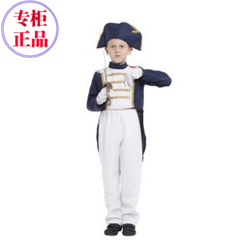 Children's halloween little boy stage performance in European medieval Portuguese traditional national costume costumes