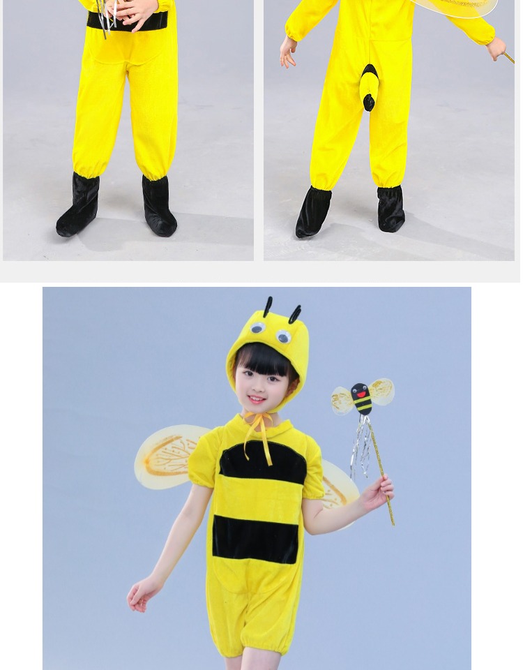 Ngày đầu năm của trẻ em Trang phục biểu diễn động vật Little Bee Performance Quần áo Mẫu giáo Khiêu vũ Quần áo Hoạt hình Quần áo Little Bee Performance Trang phục áo da trẻ em nam