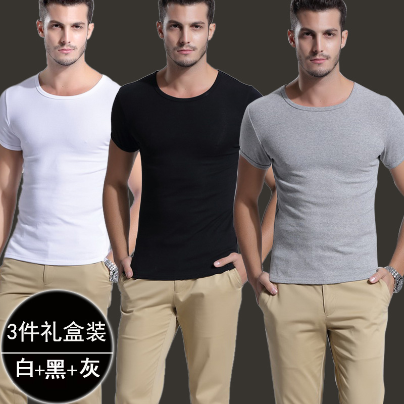 3枚組 半袖 バレーノ Tシャツ メンズ 無地 ラウンドネック 半袖 純綿 タイト 半袖 半袖 スリムフィット メンズ トレンド