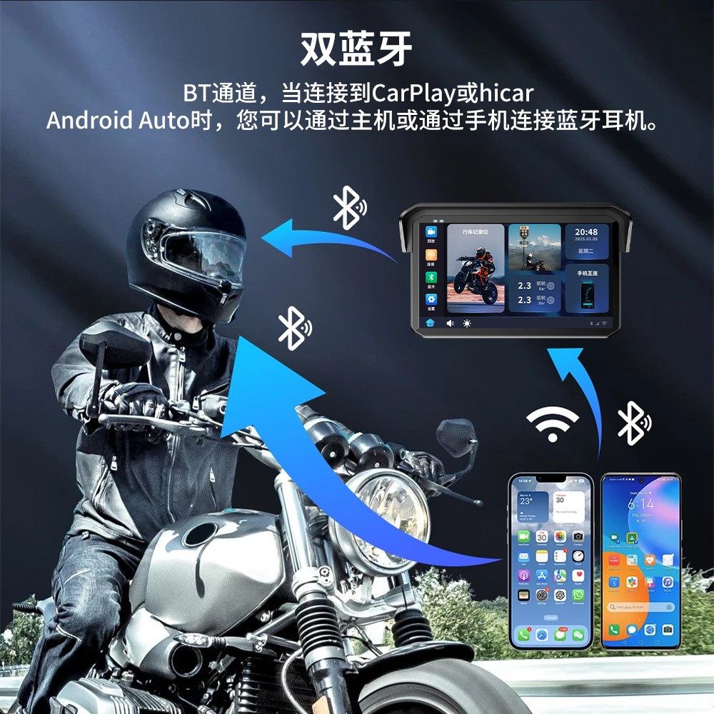 Motorcycle Navigation Screen Carplay Wireless Interconnection Navigator Smart Car Device Huawei Hicar Baidu Carlif