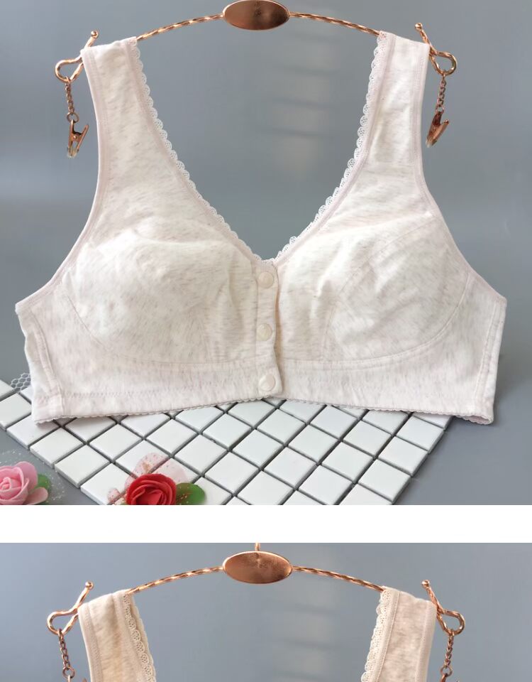 Áo ngực mẹ khóa trước vest loại cỡ lớn cotton mỏng thể thao không có vòng thép cotton đồ lót trung niên áo ngực cho bé bú