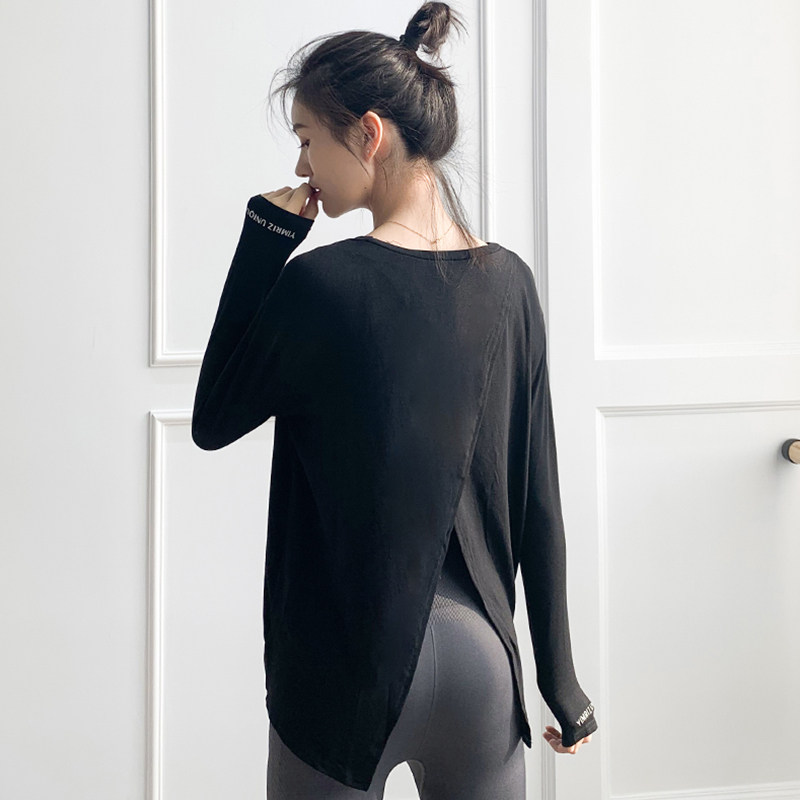 Yoga suit Long sleeves loose running hood Fitness Room Speed Dry Clothing Display Slim size T-shirt Elastic Sports Blouse Women