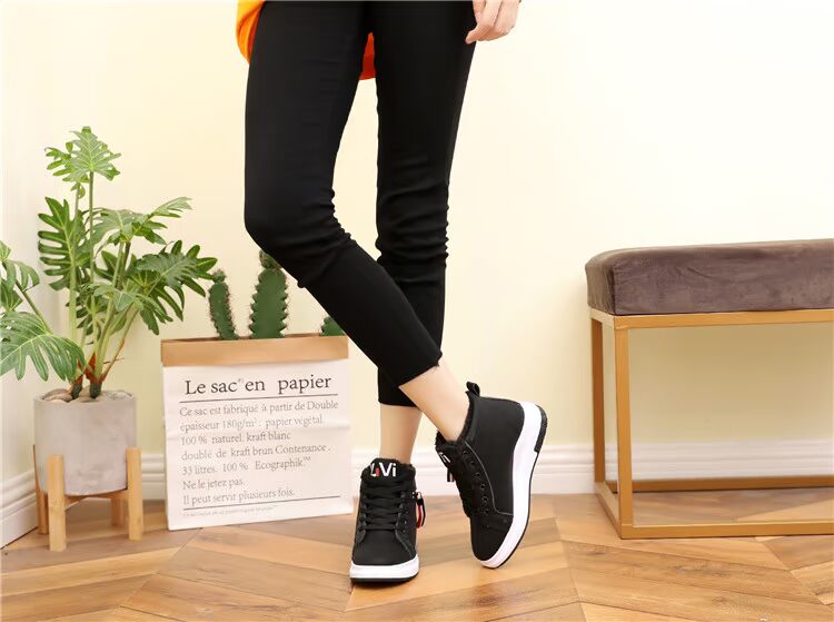Mùa đông 2018 mới cộng với giày thể thao nhung nữ sinh viên đế bằng ấm ấm dày giày cao cổ giày nữ cổ cao