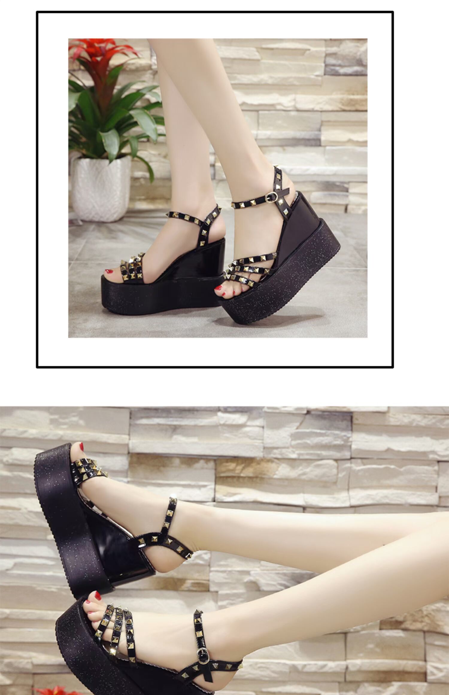 Nêm tăng thêm với đôi sandal lưới đỏ nữ 12cm mới mùa hè đế dày đế cá hoang dã siêu cao với giày Roman - Sandal mẫu dép nữ đẹp 2021