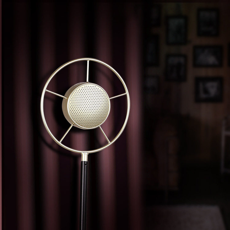 Retro nostalgic microphone floor stand 80s old-fashioned stand mold creative old Shanghai props decoration decoration