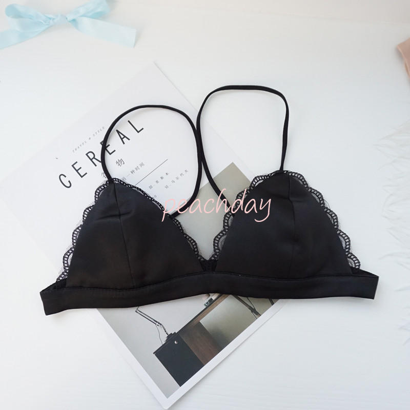 Mùa hè Châu Âu và Mỹ silk mặt satin sexy tam giác cup phần mỏng vô hình vành đai mỏng không có vòng thép áo ngực mềm cup áo ngực đồ lót