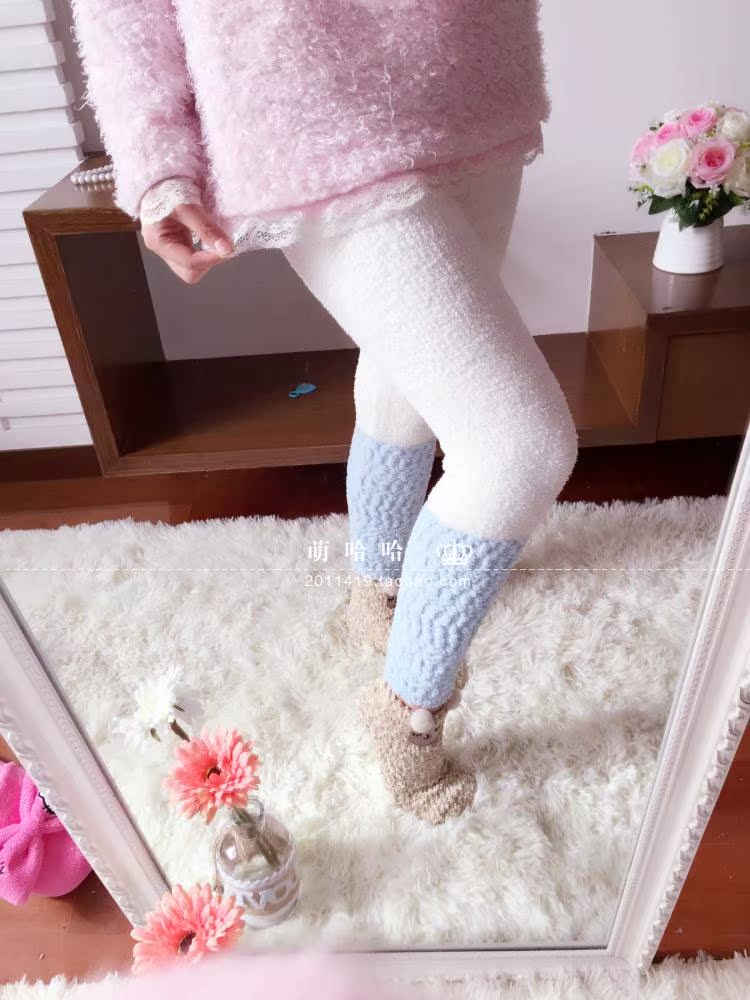 Mùa thu và ngày đông san hô lông cừu nhà quần kẹo màu dày kem kem pyjama mềm quần legging quần ấm quần ấm mùa đông cho nữ