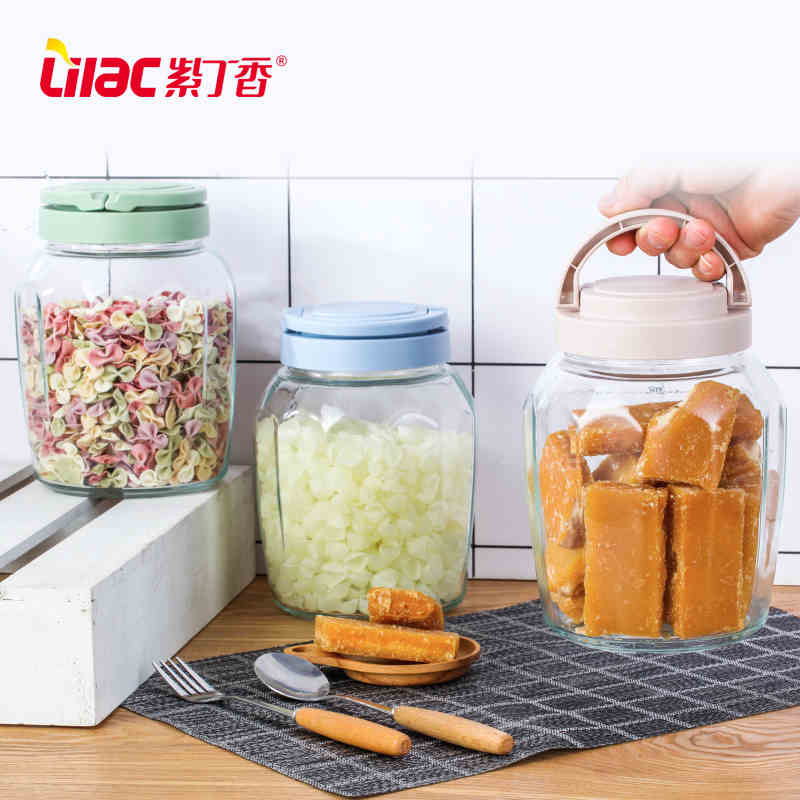 Cliff glass storage tank sealed tank transparent thickness food grade mold-proof kitchen round cover large grain