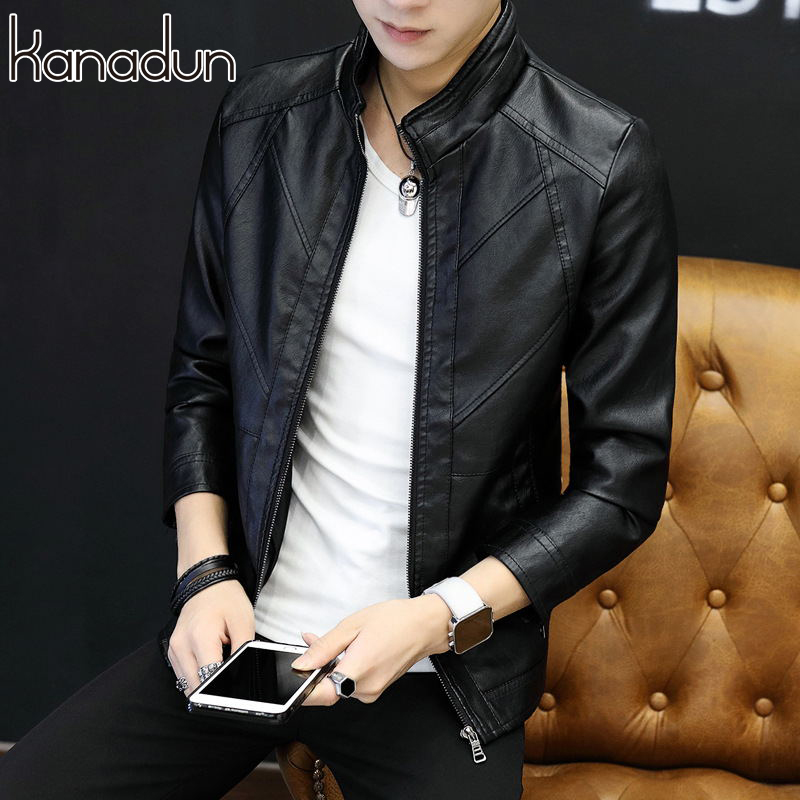 2020 New Locomotive Leather Clothing Men's Body Trend Stand-up Jacket Handsome Jacket Handsome Short And Jacket Youth Thin blouse