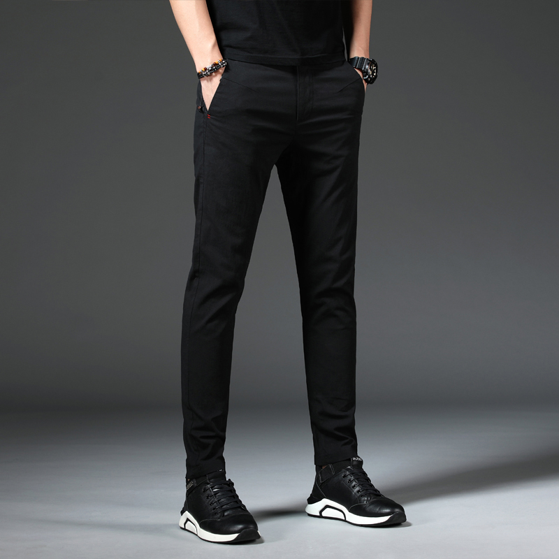 2021 new business casual pants male Korean version pants trendy stretch 100 hitch young men's little footy pants