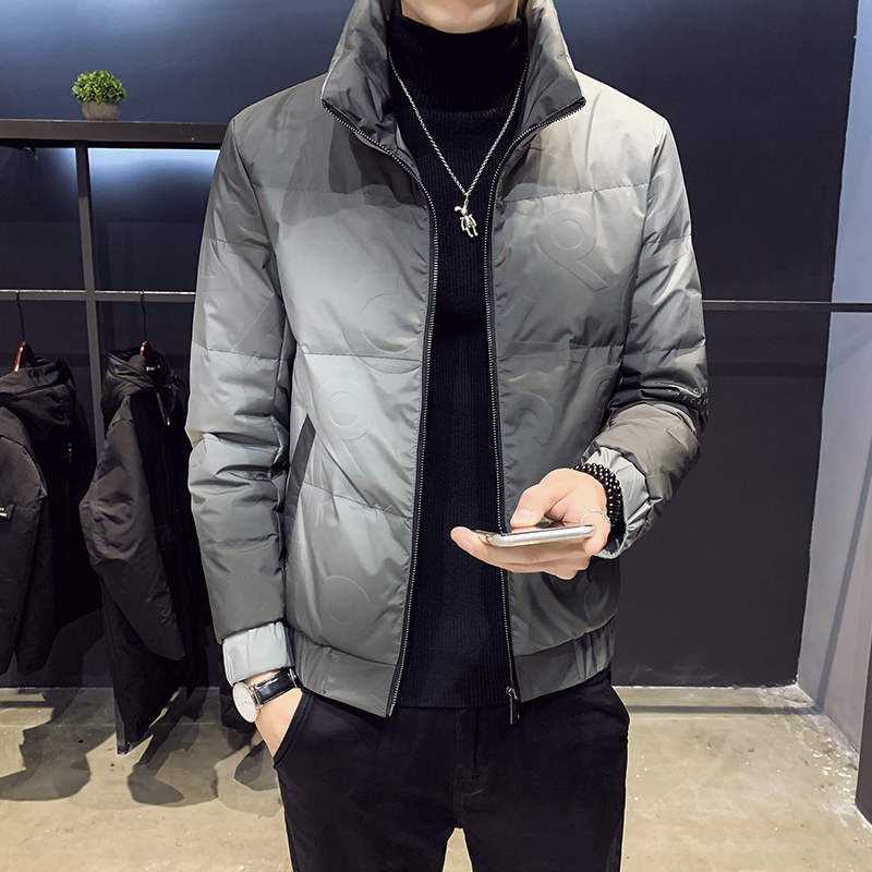 Winter down jacket men's 2021 new short trend thin men's clothing thickened handsome men's gradient jacket tide brand