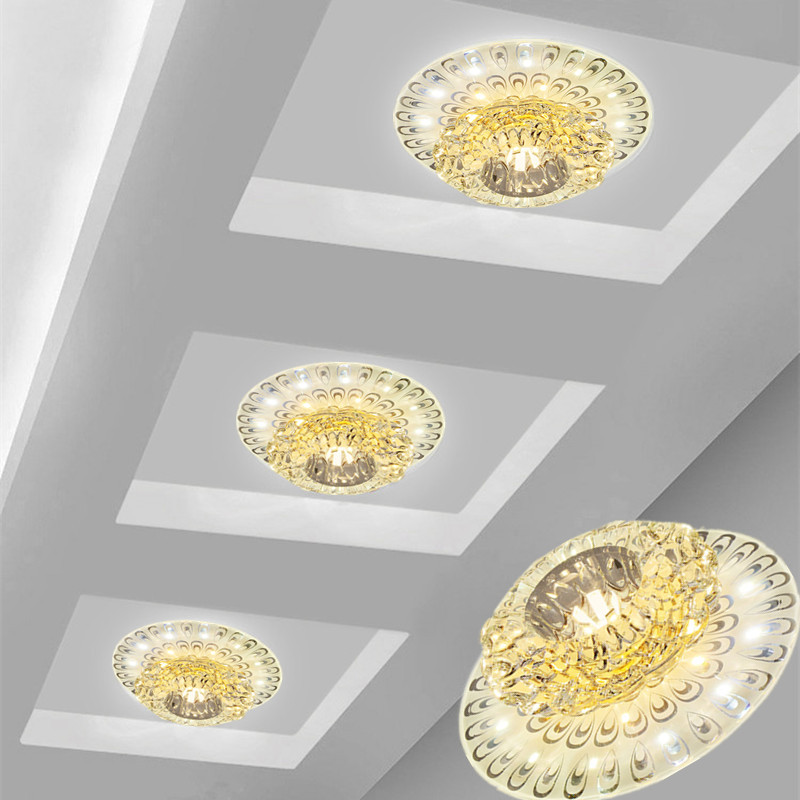 Crystal hole lamp corridor lamp aisle spotlight entrance lamp ceiling lamp living room ceiling color downlight hall lamp light luxury