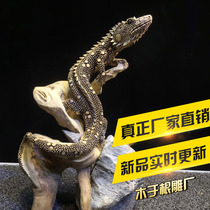 Wood root carving factory root bouldering lizard sucking gold more than 100 million yellow sandalwood Wangcai Nafu Feng Shui home furnishings direct sales