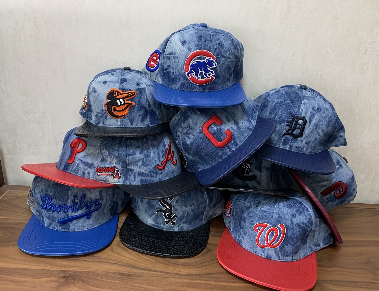 Major League Baseball Cooperative Team Denim Washed Flat Brim Cap Baseball Cap Flat Brim Cap Hip Hop Street