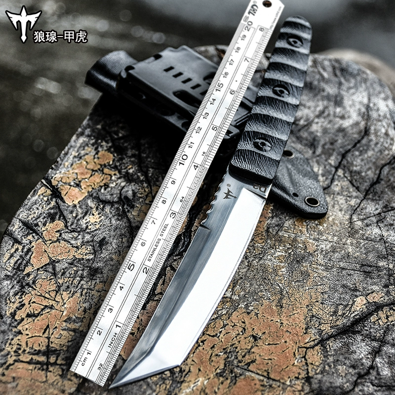 Wolves D2 Thép Survival Sabre Tritium Dao thẳng có cạnh Công cụ cầm tay Tự vệ Vũ khí lạnh Dao quân sự Dao bỏ túi ngoài trời - Công cụ Knift / công cụ đa mục đích