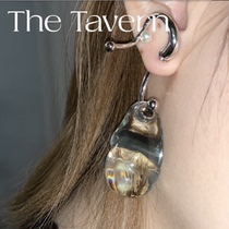  TheTavern niche independent designer Raindrop 3D Printed Transparent Olive Green Resin Raindrop Earrings