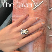  TheTavern niche independent designer personality simple water ripple adjustable Buss 925 silver ring