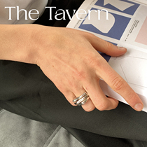 TheTavern niche independent designer Trio Ring three stack wearing open platinum Ring group Ring