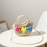 Соломенная барсетка, портативная пляжная сумка на одно плечо, в цветочек