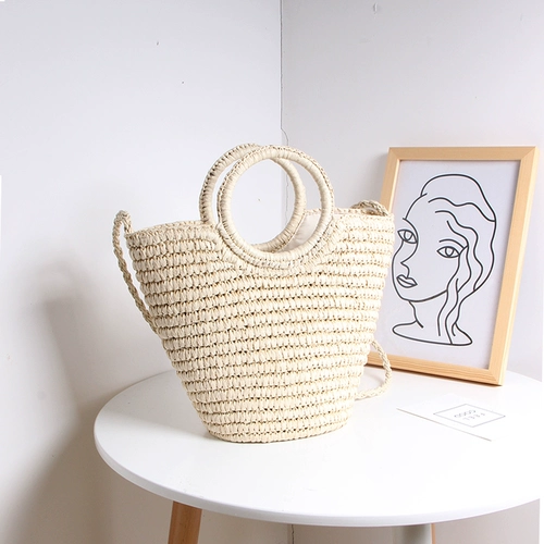 Брендовая соломенная сумка на одно плечо, универсальная пляжная сумка через плечо для отдыха, городской стиль