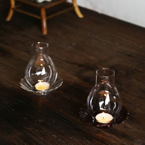 Retro glass candle holder creative tea ceremony accessories tea props romantic bar Coffee restaurant candlelight dinner