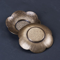 Handmade brass red copper hammer tea mat tea tray Begonia coaster Japanese retro insulated tea cup mat creative accessories