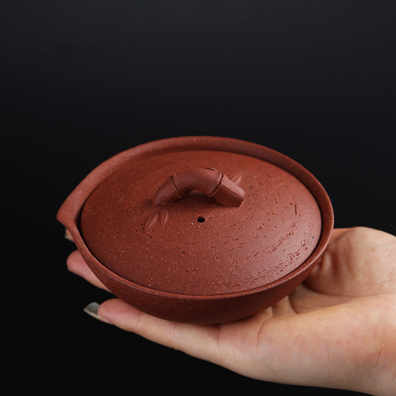 Chinese Yixing Purple Sand Tao Kung Fu Tea With Handmade Hand Grip Lid Teapot Teapot Teapot Flat Pot DAY-STYLE RETRO ICE BUBBLE LID BOWL