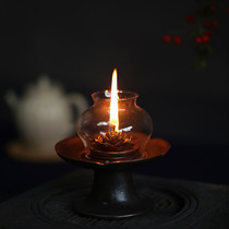 Chinese style ancient style ceramic candle lamp stand tea ceremony tea mat ghee lamp holder lotus flower for Buddha Candlestick nostalgic desktop ornaments