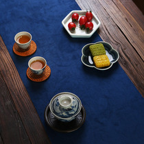 Ceramic pot coaster refreshment plate fruit nut snack plate Chinese tea dish tea ceremony snack tray dish