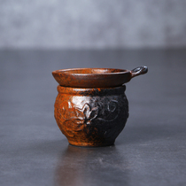 Dongyi tea ware Yixing purple sand coarse pottery tea leak antique Japanese Zen ceramic reduction burning tea filter kung fu tea set