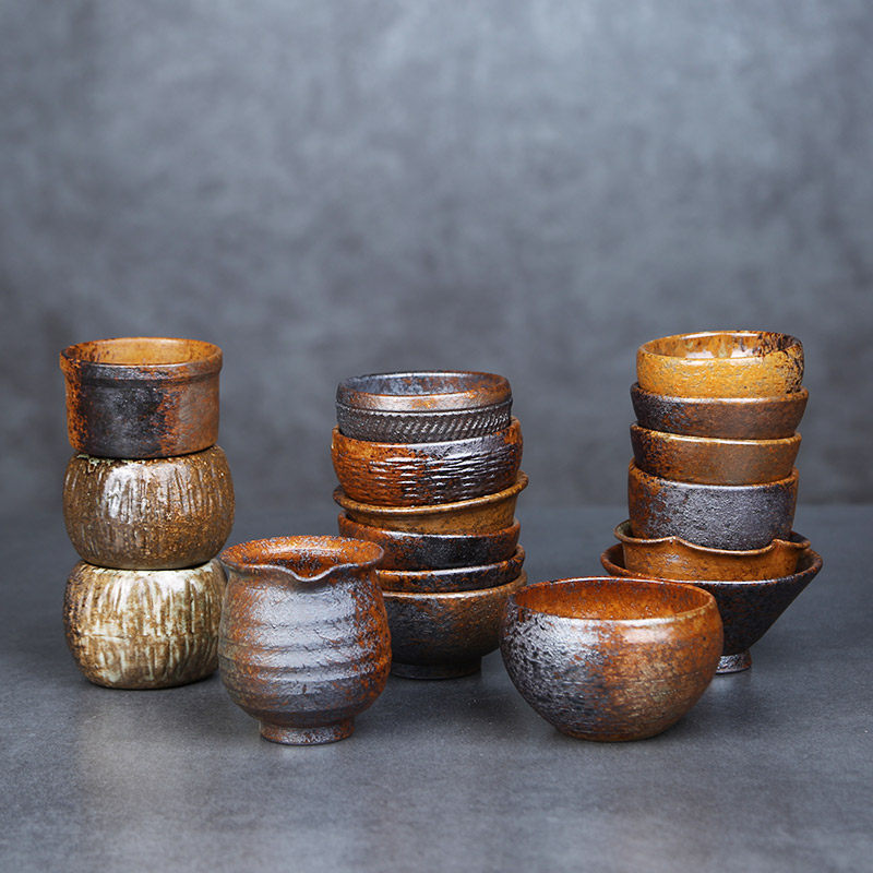 Coarse pottery tea cup tea brew-burning imitation firewood burning tea set by hand Zen Kiln Changing Tea Bowl Day Style Pint Puer Tea Cup