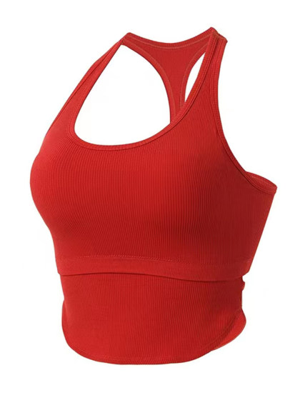 跑步防震定型瑜伽背心式挂脖外穿运动内衣女聚拢镂空美背健身文胸