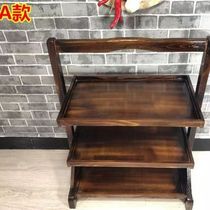 Fire Pan Shop Dish Rack Multilayer Solid Wood Carbonated Vegetable Shelf Triple Fire Wood Shelving Kitchen Hotel Kitchen Hotel Easel Rack