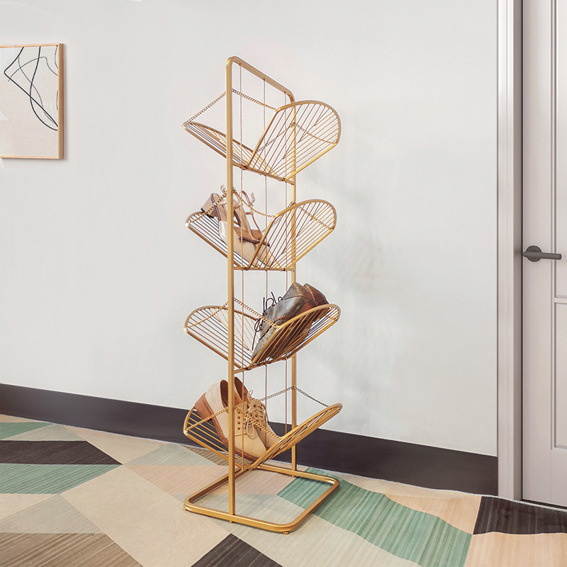 Entrance Shoe Rack Wall Corner Narrow Slit Corner Outside Wall Street Shoes Shelve Metal Light Lavish Fitted Shoe Cabinet