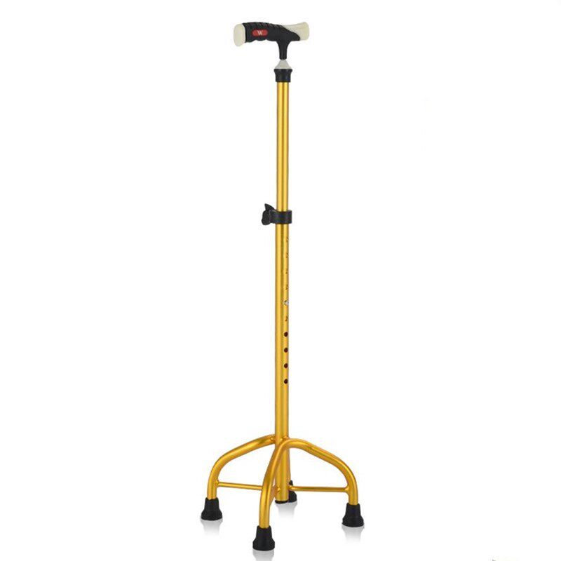 Older people with a walking stick with a walking stick, a four-legged walking stick with a walking stick, a non-slip light cane, a steady four-paws, an old man with a single hand.