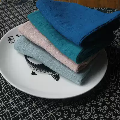 Co-ink pure cotton cotton yarn handmade tea towel Jie Fangchun color blue pink 25*25cm