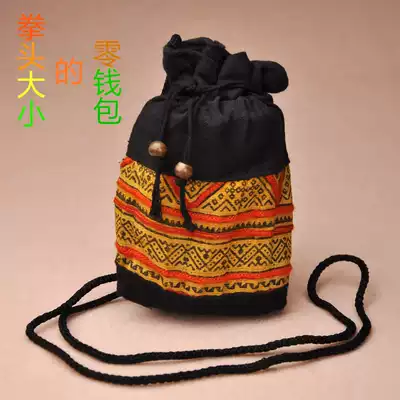 Miao embroidery closed small pocket pocket bag Thai fabric National style mobile phone cotton bag female creative personality characteristics really happy