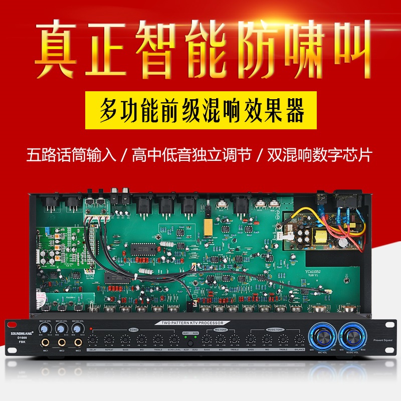 D1000 professional front-end effector microphone microphone anti-whistling home KTV conference engineering mixer mixer