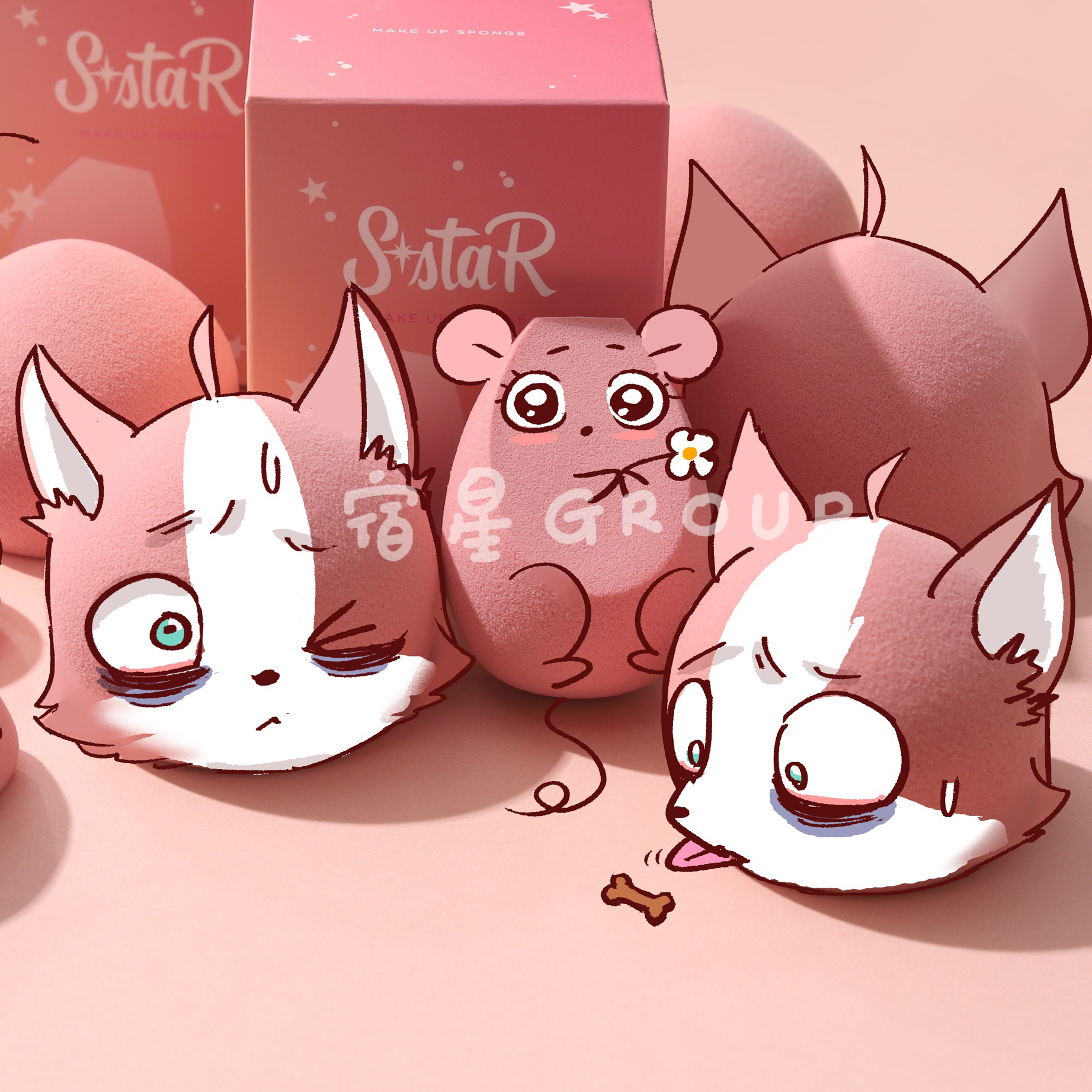 Pleiades GROUP original dog egg mouse egg beauty makeup egg do not eat powder dry and wet dual use ~