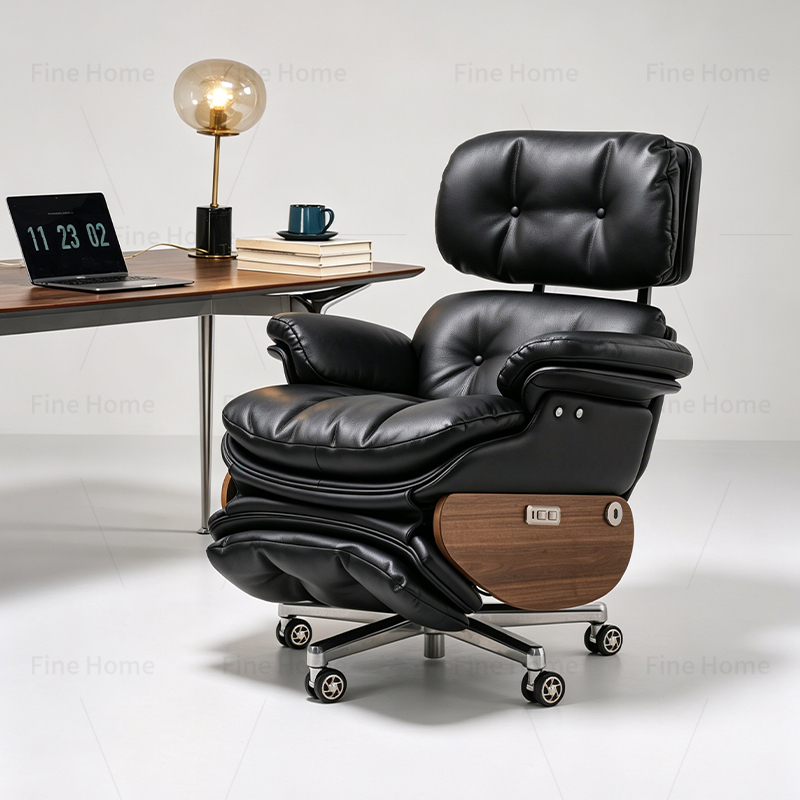 Famiran Genuine Leather Electric Reclining Office Chair Swivel Ergonomic Executive Chair Seat Ventilated Computer Chair