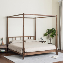 The new Chinese-style wood Chinese canopy bed logs double bed and breakfast inn furniture antique ba bu chuang 1 8 meters