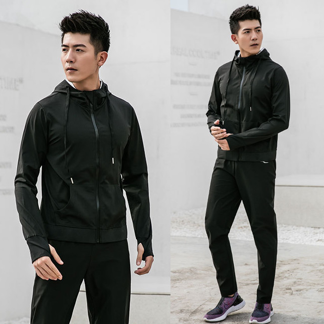 Sweat suit men's suit hooded diet suit fat burning weight loss suit sweat suit gym running sweat suit loose